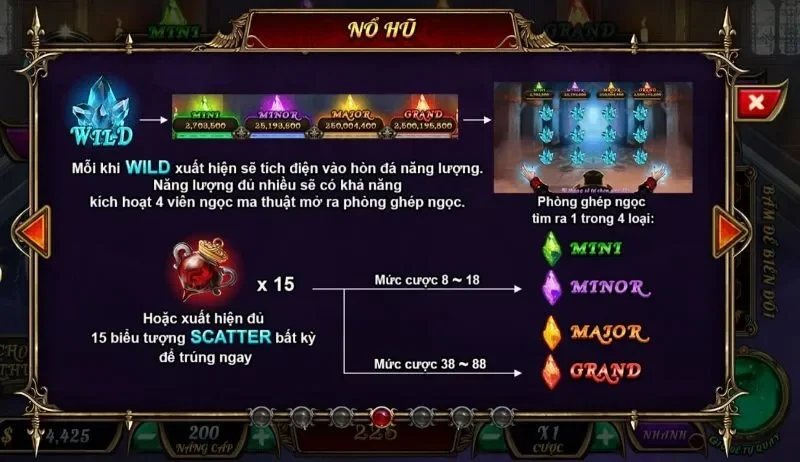 Luật lệ và cơ cấu điểm thưởng nổ hũ bá tước quyền năng